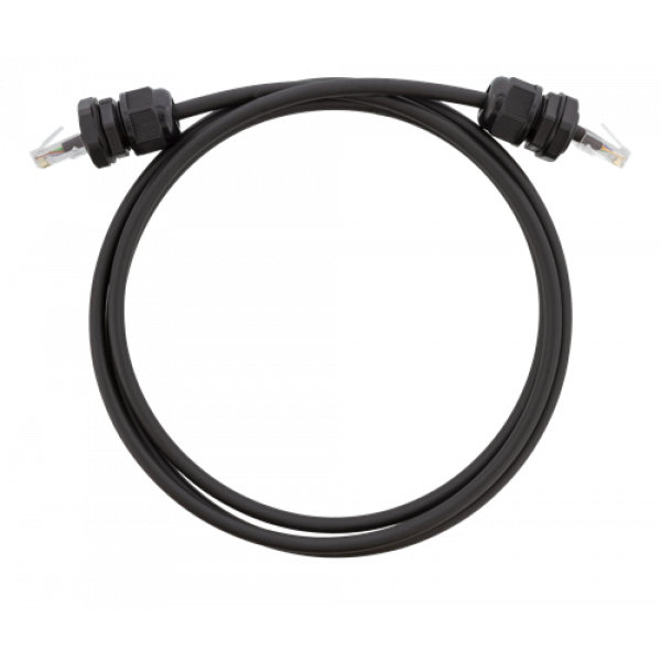 DELTACO S/FTP Cat6a patchkabel, 2m, IP68, PG13.5, svart SFTP-62AH-WP