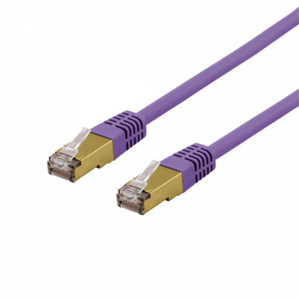DELTACO S/FTP Cat6a patchkabel, delta cert, LSZH, 3m, lila