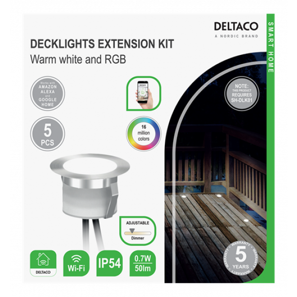 DELTACO SMART HOME, förlängning till SH-DLK01, 5 lampor, SH-DLEX01