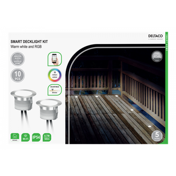 DELTACO SMART HOME SH-DLK01, smart altanbelysning, RGB & varmvitt SH-DLK01