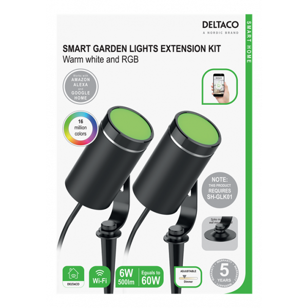 DELTACO SMART HOME, förlängning till SH-GLK01, 2 lampor, svart SH-GLEX01