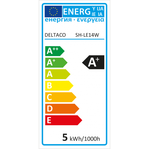 DELTACO SMART HOME LED-lampa, E14, WiFI, 5W, 2700K-6500K, dimbar, vit SH-LE14W