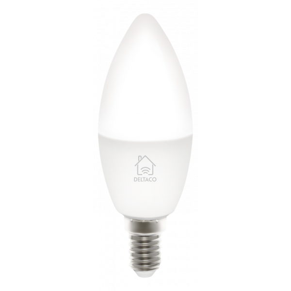 DELTACO SMART HOME LED-lampa, E14, WiFI, 5W, 2700K-6500K, dimbar, vit SH-LE14W