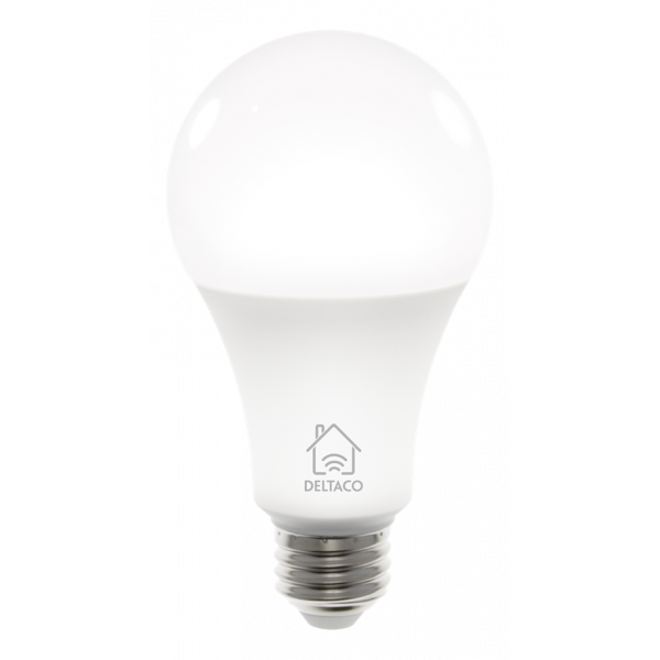 DELTACO SMART HOME LED-lampa, E27, WiFI, 9W, 2700K-6500K, dimbar, vit SH-LE27W