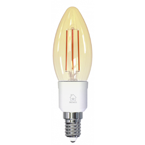 DELTACO SMART HOME FILAMENT LED-lampa, E14, WiFI, 4.5W, 1800K-6500K SH-LFE14C35