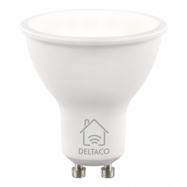DELTACO SMART HOME LED-lampa, GU10, WiFI, 5W, 2700K-6500K, dimbar, vit SH-LGU10W