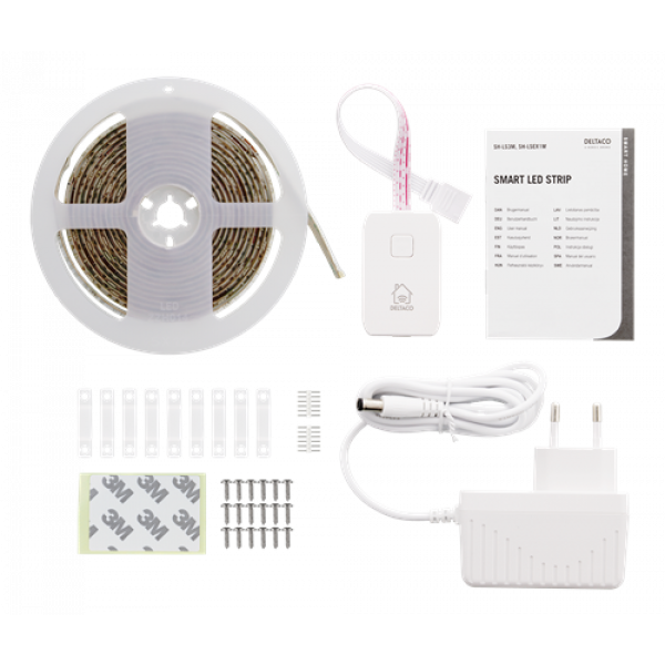 DELTACO SMART HOME LED-list, RGB, 2700K-6500K, 3m, WiFi 2,4GHz, vit SH-LS3M