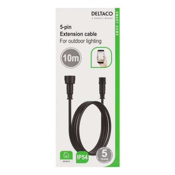 DELTACO SMART HOME Garden/Deck lights förlängningskabel, IP54, 10m, sv SH-OLC02