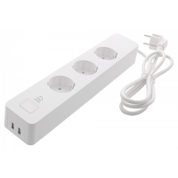 DELTACO SMART HOME grenuttag, WiFi, 3xCEE 7/3, 2xUSB-A, 1,5m, vit SH-P03USB2