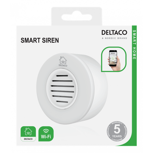 DELTACO SMART HOME WiFi siren, vit SH-SI01