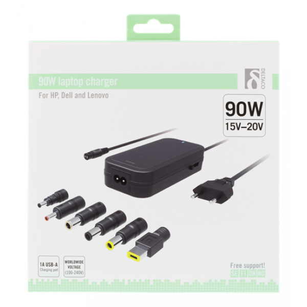 Laddare 90W 15-24V 6A Universal + USB 6 kontakter