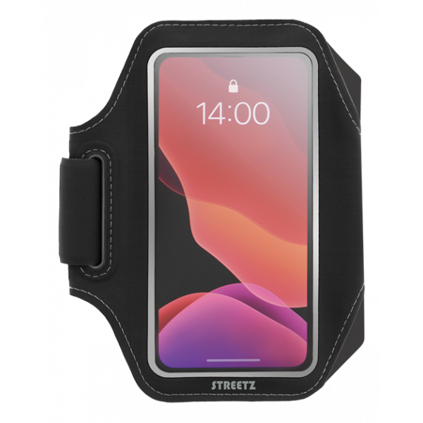 STREETZ Sport armband, reflective, fits up to most 6.5", thin, black SPO-002