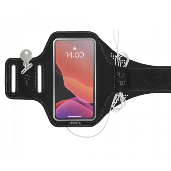 STREETZ Sport armband, reflective, fits up to most 6.5", thin, black SPO-002