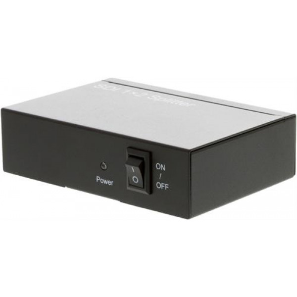 SDI-splitter en till två, 3G/HD-SDI, 1080p, 12 bit, BNC, metal, svart