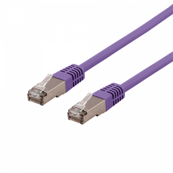 DELTACO U/FTP Cat6a patchkabel, delta cert, LSZH, 0,5m, lila