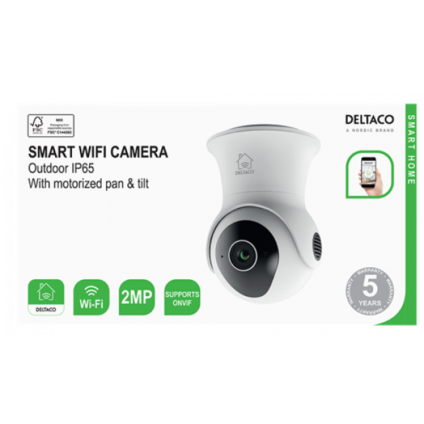 DELTACO SMART HOME WiFi kamera med motoriserad Pan & Tilt-funktion, ut Speed 2s
