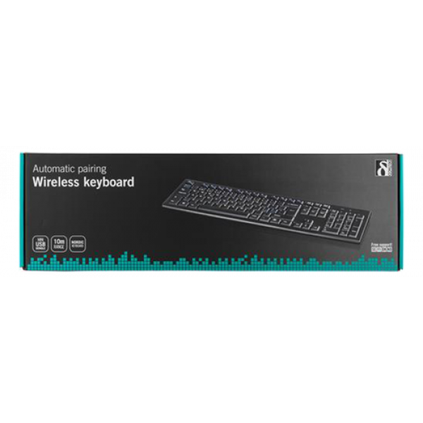 DELTACO wireless keyboard,105 keys, USB receiver, 10m range, UK layout TB-122-UK