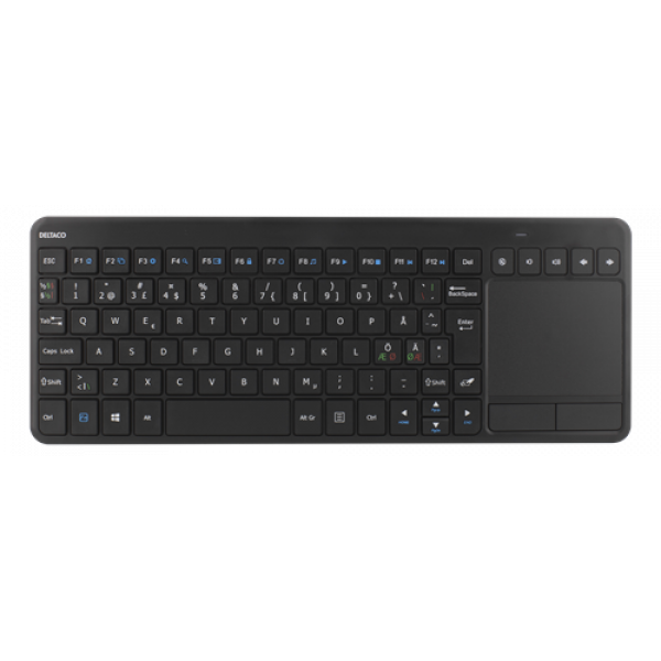 DELTACO Trådlöst mini tgb, Nordisk, touchpad, USB, svart TB-504