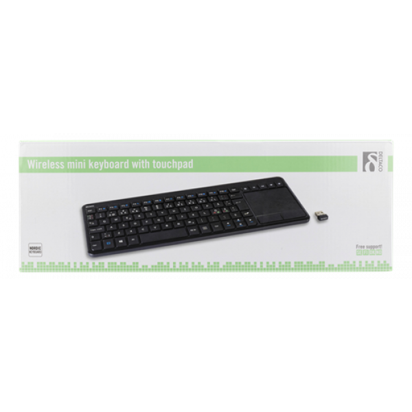 DELTACO Trådlöst mini tgb, Nordisk, touchpad, USB, svart TB-504