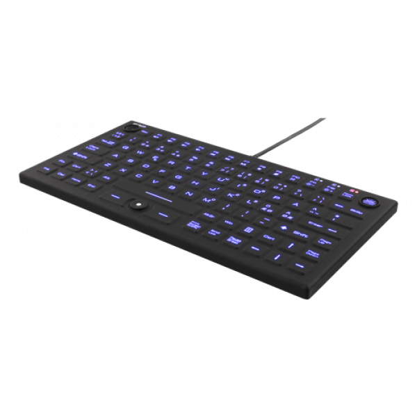 DELTACO Mini tangentbord i silikon, spillsäker, blå LED, IP68, svart TB-509