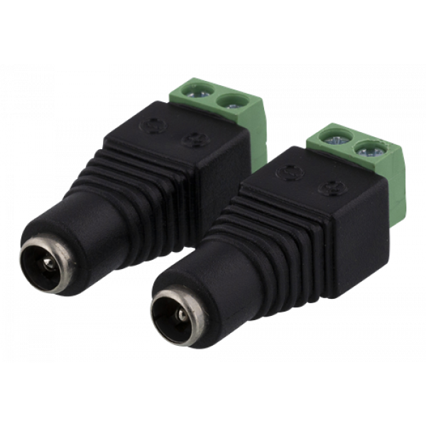 DELTACO 2-polig Skruvplint till 5.5 DC, 2-Pack, Skruvfix, 5.5 DC hona, TBL-1004
