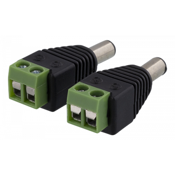 DELTACO 2-polig Skruvplint till 5.5 DC, 2-Pack, Skruvfix, 5.5 DC hane, TBL-1006