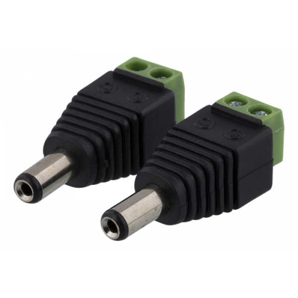 DELTACO 2-polig Skruvplint till 5.5 DC, 2-Pack, Skruvfix, 5.5 DC hane, TBL-1006