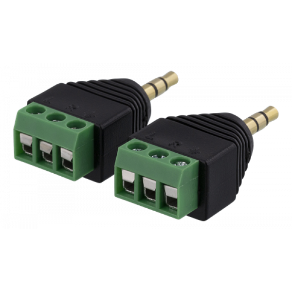 DELTACO 3-polig Skruvplint till 3,5mm, 2-Pack, Skruvfix, 3,5mm hane, s TBL-1007