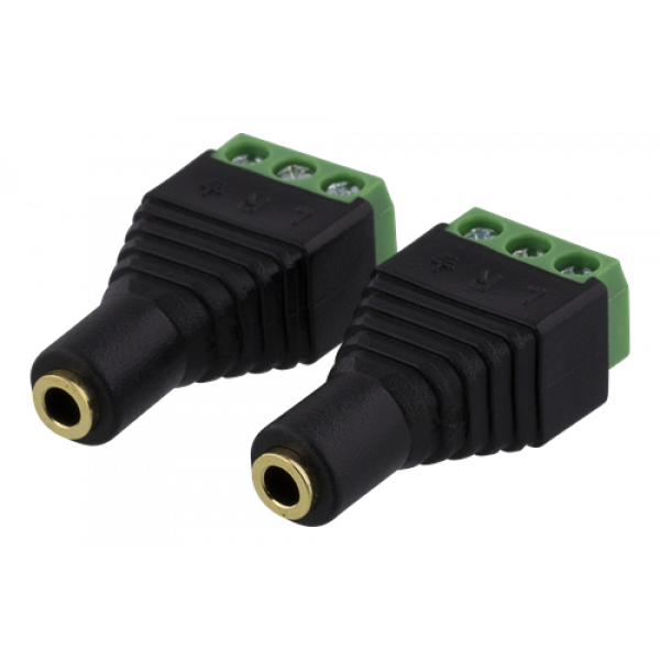 DELTACO 3-polig Skruvplint till 3,5mm, 2-Pack, Skruvfix, 3,5mm hona, s TBL-1008