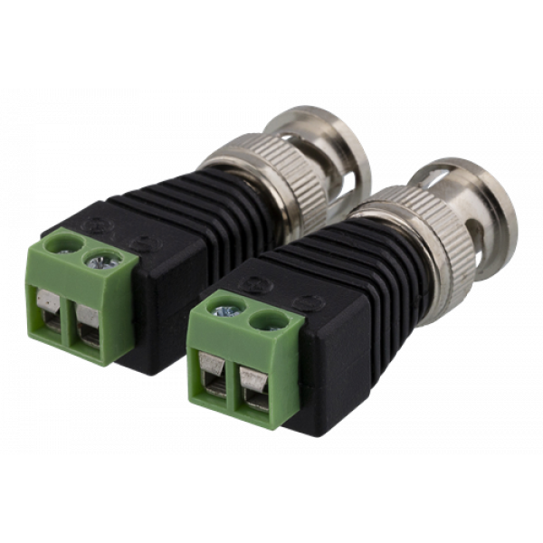 DELTACO 2-polig Skruvplint till BNC, 2-Pack, Skruvfix, BNC hane, svart TBL-1011