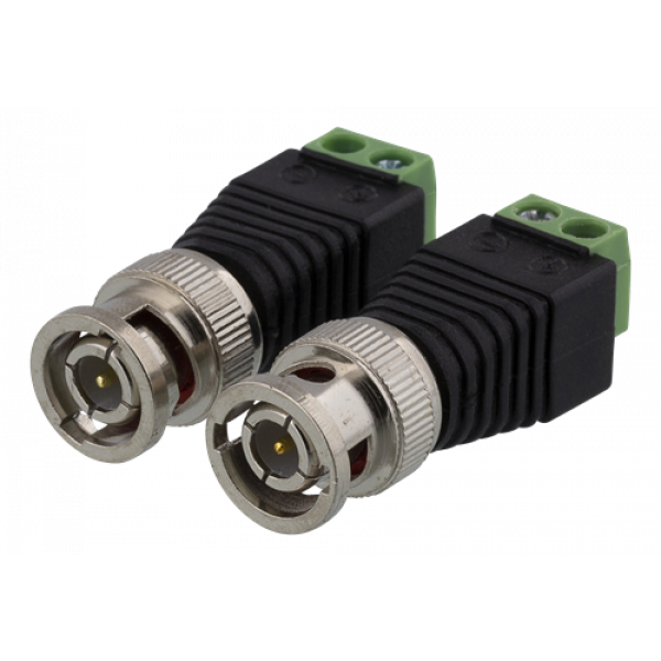 DELTACO 2-polig Skruvplint till BNC, 2-Pack, Skruvfix, BNC hane, svart TBL-1011