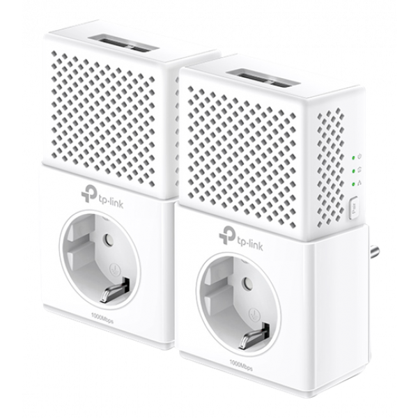 AV1000 Powerline Starter Kit, Broadcom, 1 Gigabit Port, 1000Mbps Power TL-PA7017KIT