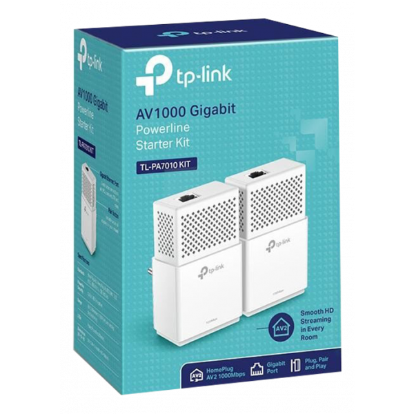 AV1000 Powerline Starter Kit, Broadcom, 1 Gigabit Port, 1000Mbps Power TL-PA7017KIT