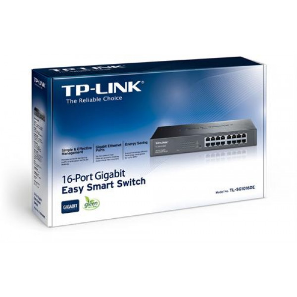 Nätverksswitch TP-Link 16-Port Gigabit Easy Smart Switch- 16 10-100-1000Mbps RJ45 ports