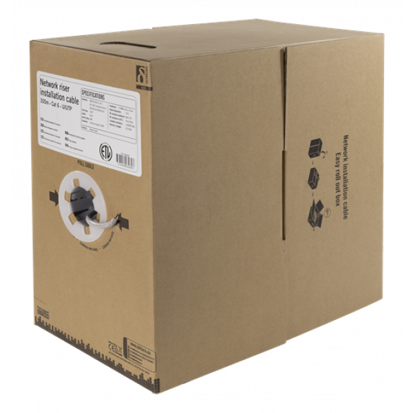 DELTACO U/UTP Cat6 riser installationskabel, 305m box, 250MHz, Delta-c TP-48NR