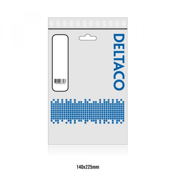 DELTACO U/UTP Cat6 patchkabel,flat,guldpläterad, LSZH,1,5m,vit