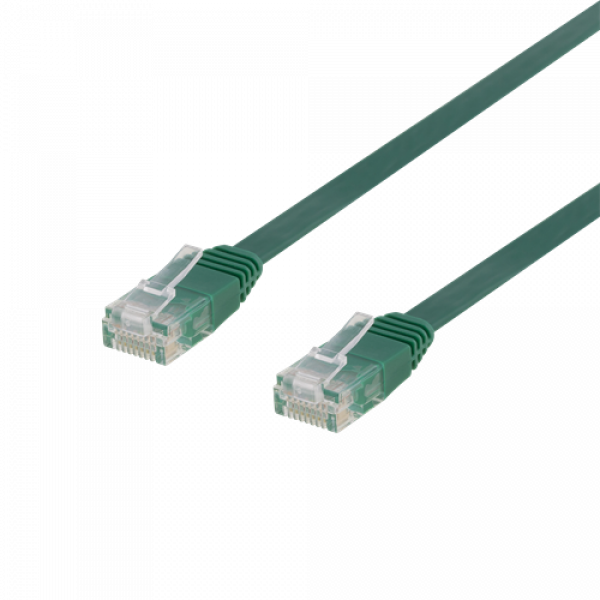 DELTACO U/UTP Cat6 patchkabel, flat, 1m, 250MHz, grön TP-61G-FL