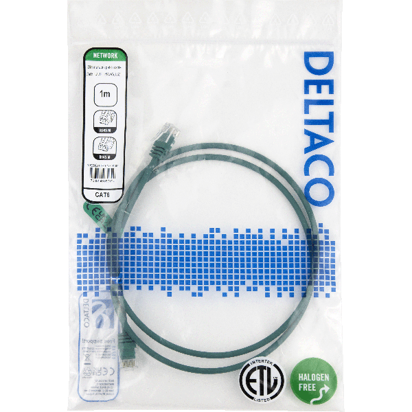 U/UTP Cat6 AWG28 patch cable, 1,0m, green, LSZH TP-61G-SLIM