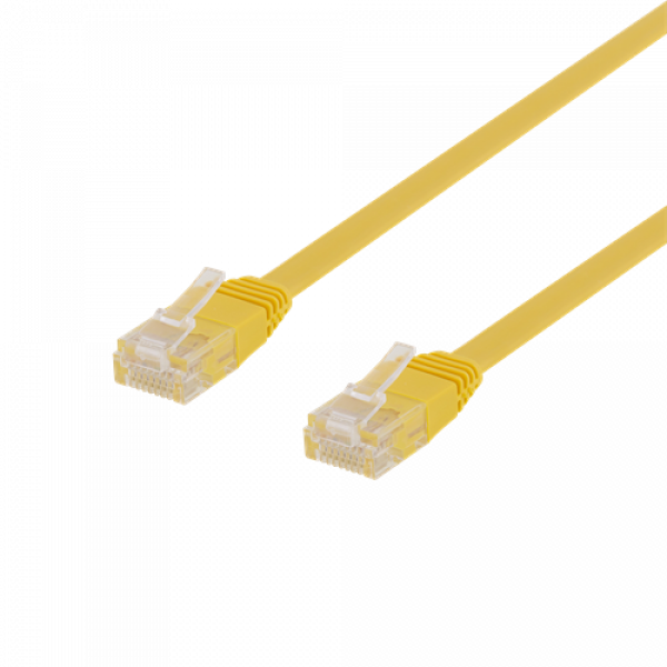 DELTACO U/UTP Cat6 patchkabel, flat, 3m, 250MHz, gul TP-63GL-FL
