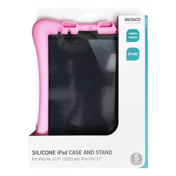 DELTACO silicone case iPad Air 10.9"/Pro 11" 2020/2021, stand, pink TPF-1311