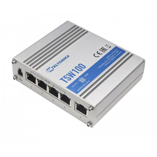 Teltonika TSW100 switch 4xGE w POE 1xGE without POE 60W budget TSW100