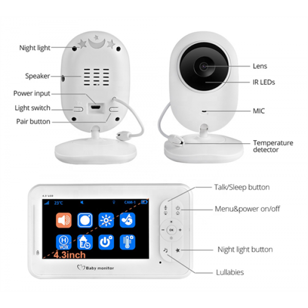 Trisvision 4.3" baby monitor TV-5A-BM268
