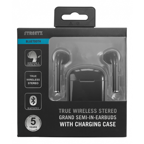 STREETZ True Wireless Grand semi-in-ear, 350 mAh case, black TWS-0007