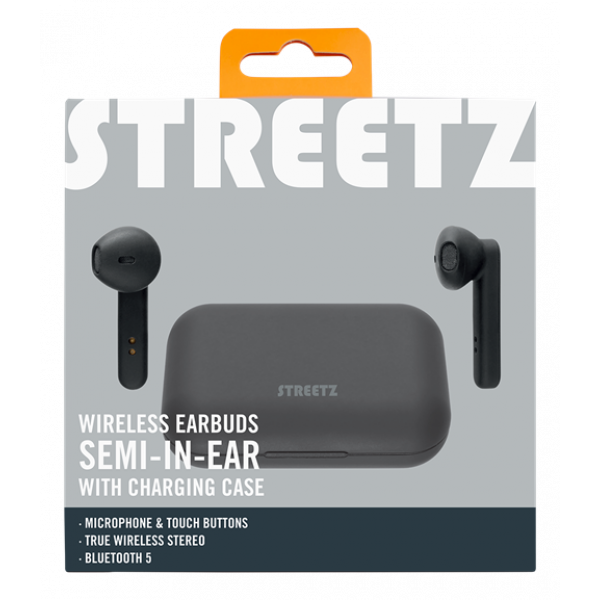 True Wireless Stereo hörlurar med laddningsetui, semi-in-ear, BT 5, mattsvart