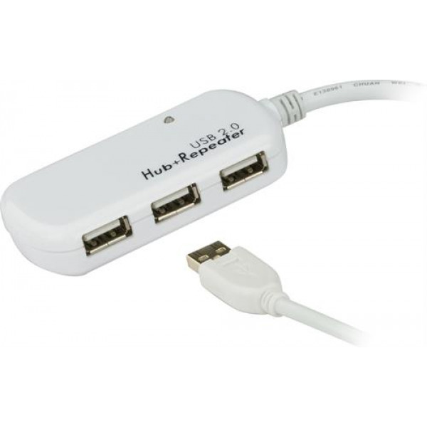ATEN aktiv USB 2.0 förlängningskabel med 4-ports hubb, 12m UE2120H