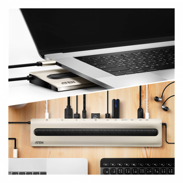 ATEN USB-C Multiport Dock with Power Pass-Through (13 Devices) UH3237-AT