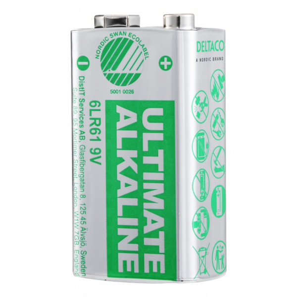 DELTACO Ultimate Alkaline batterie, 9V, 6LR61, 10-pack bulk ULTB-6LR61-10P