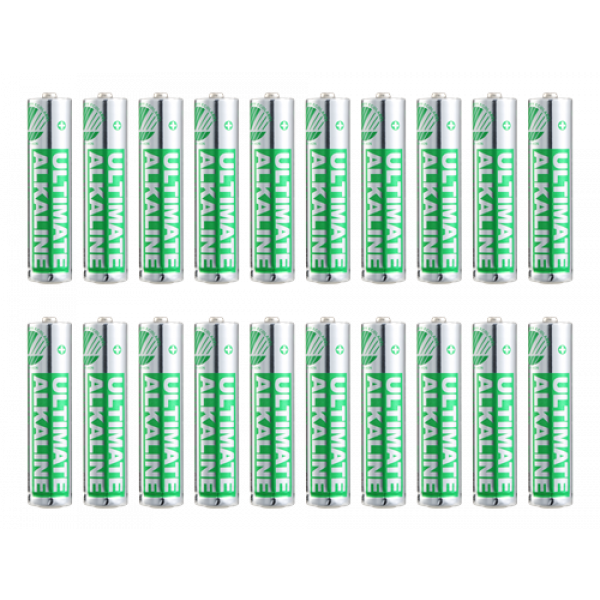 DELTACO Ultimate Alkaline batteries, LR03/AAA size, 20-pack bulk ULTB-LR03-20P