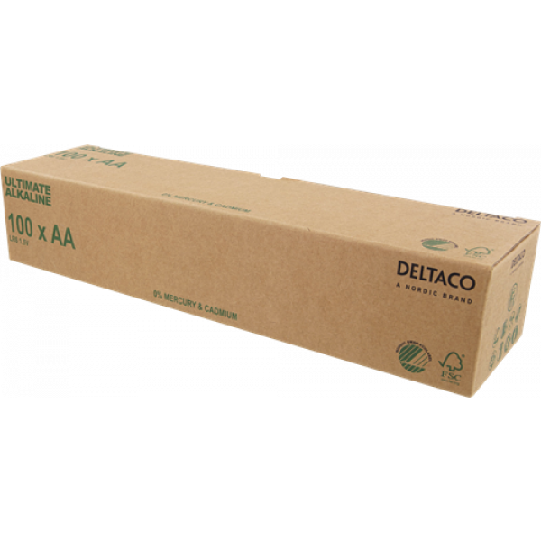DELTACO Ultimate Alkaline batteries, LR6/AA size, 100-pack bulk ULTB-LR6-100P