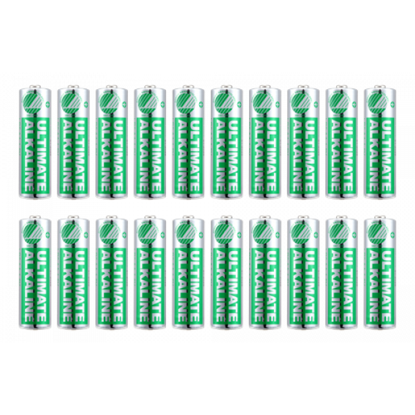 DELTACO Ultimate Alkaline batteries, LR6/AA size, 20-pack bulk ULTB-LR6-20P